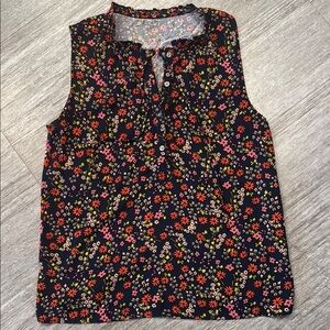 Loft Floral Sleeveless Top - Navy and Pink